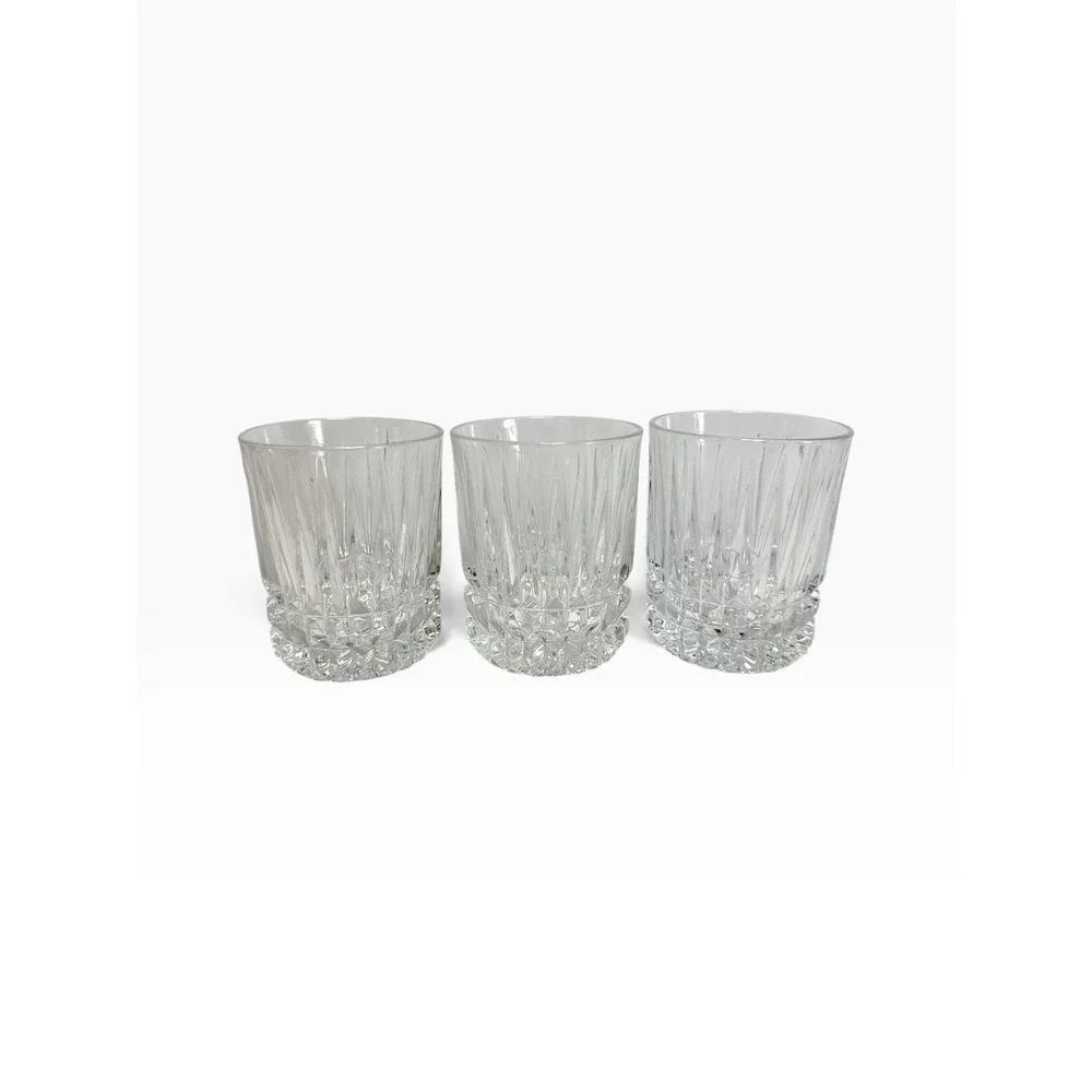 Set of 3  Fostoria Heritage Double Old Fashioned Glasses Clear Crystal